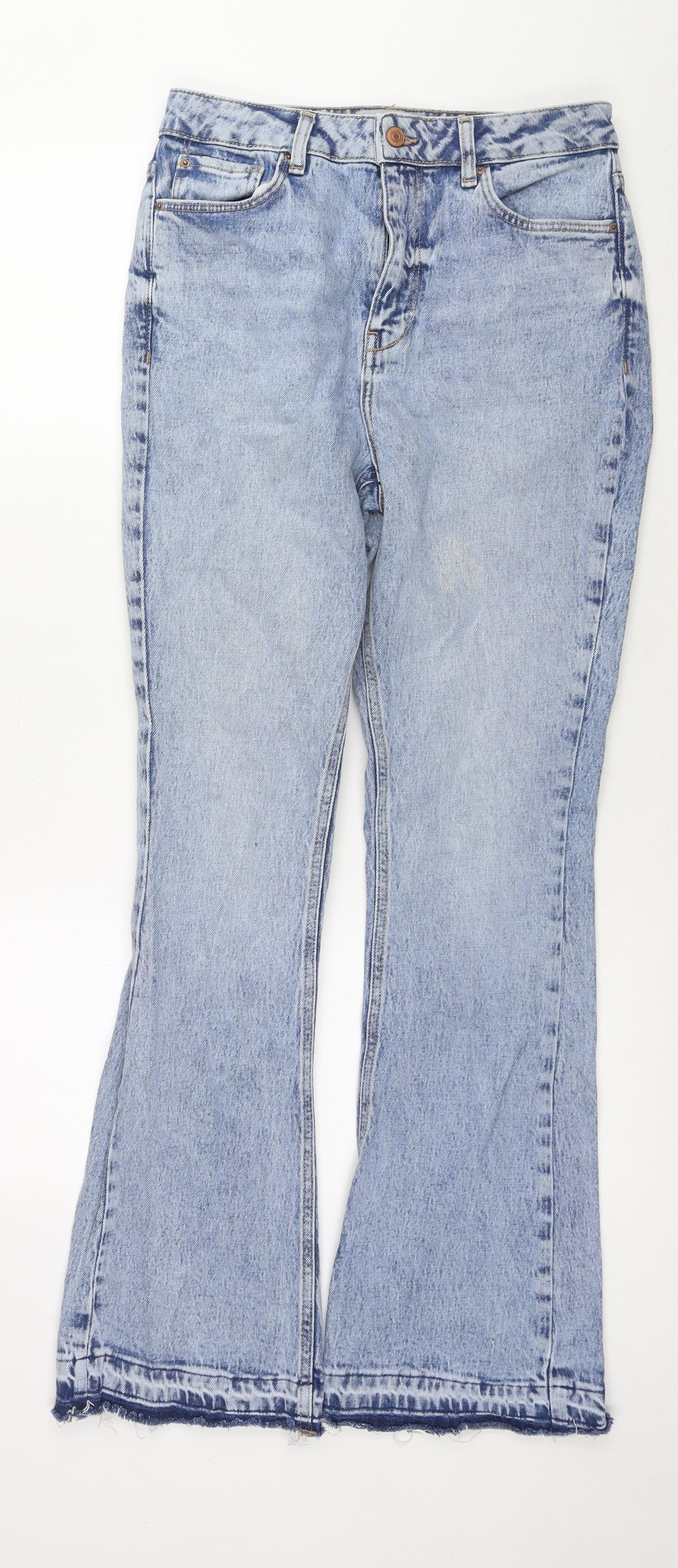 NEXT Womens Blue Cotton Straight Jeans Size 10 L30 in Regular Zip