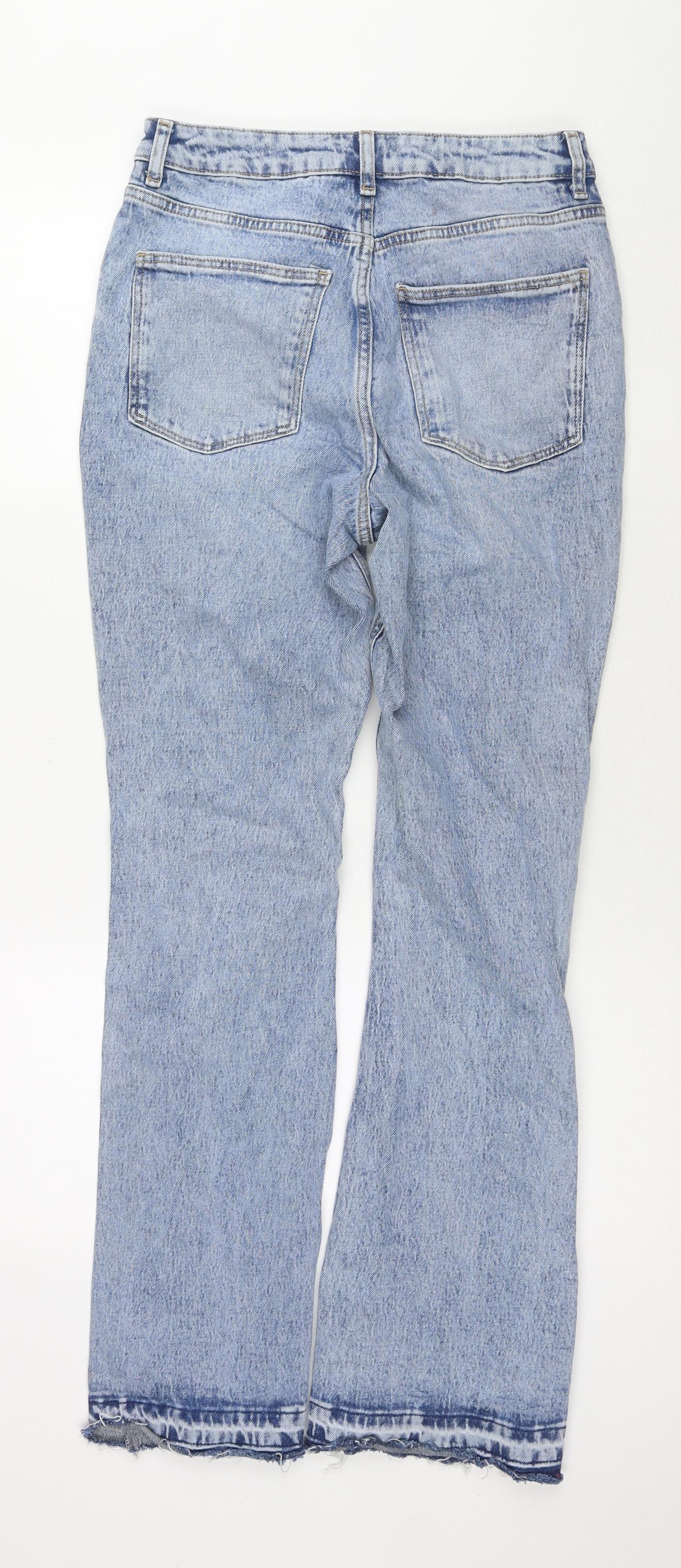 NEXT Womens Blue Cotton Straight Jeans Size 10 L30 in Regular Zip