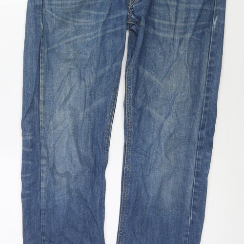 Lee Mens Blue Cotton Straight Jeans Size 32 in L32 in Regular Zip