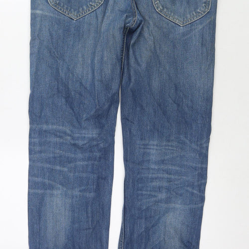 Lee Mens Blue Cotton Straight Jeans Size 32 in L32 in Regular Zip