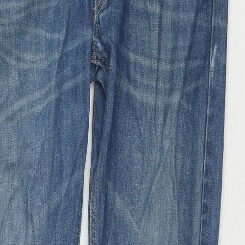 Lee Mens Blue Cotton Straight Jeans Size 32 in L32 in Regular Zip