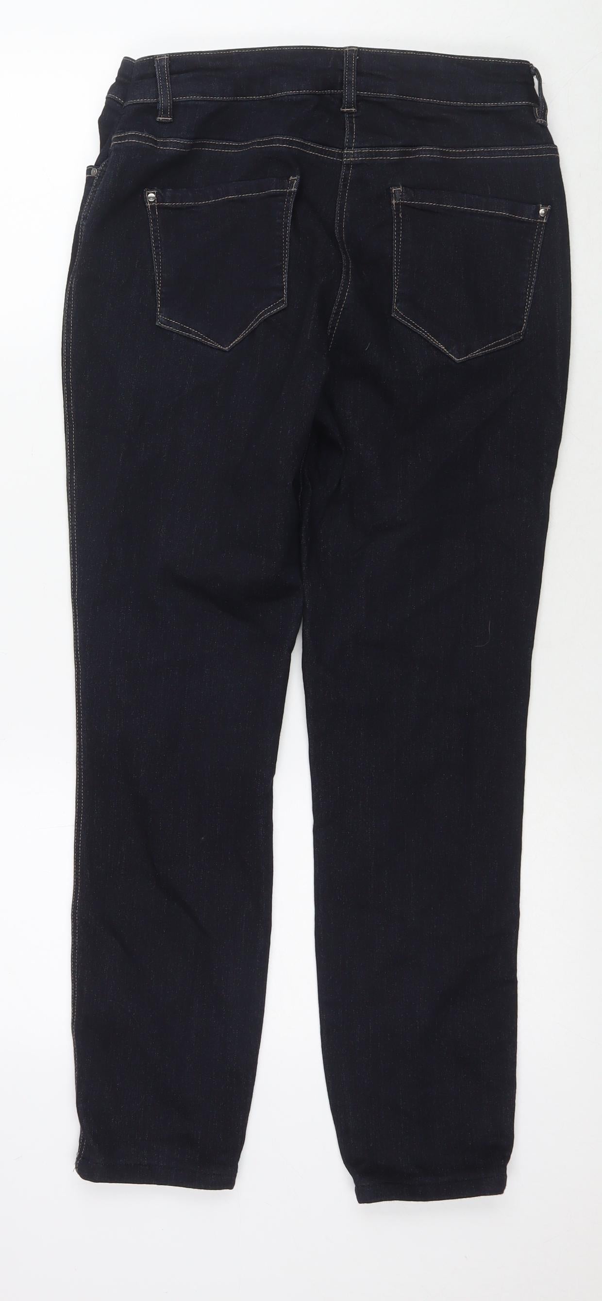 TU Womens Black Cotton Blend Skinny Jeans Size 16 L27 in Regular Zip