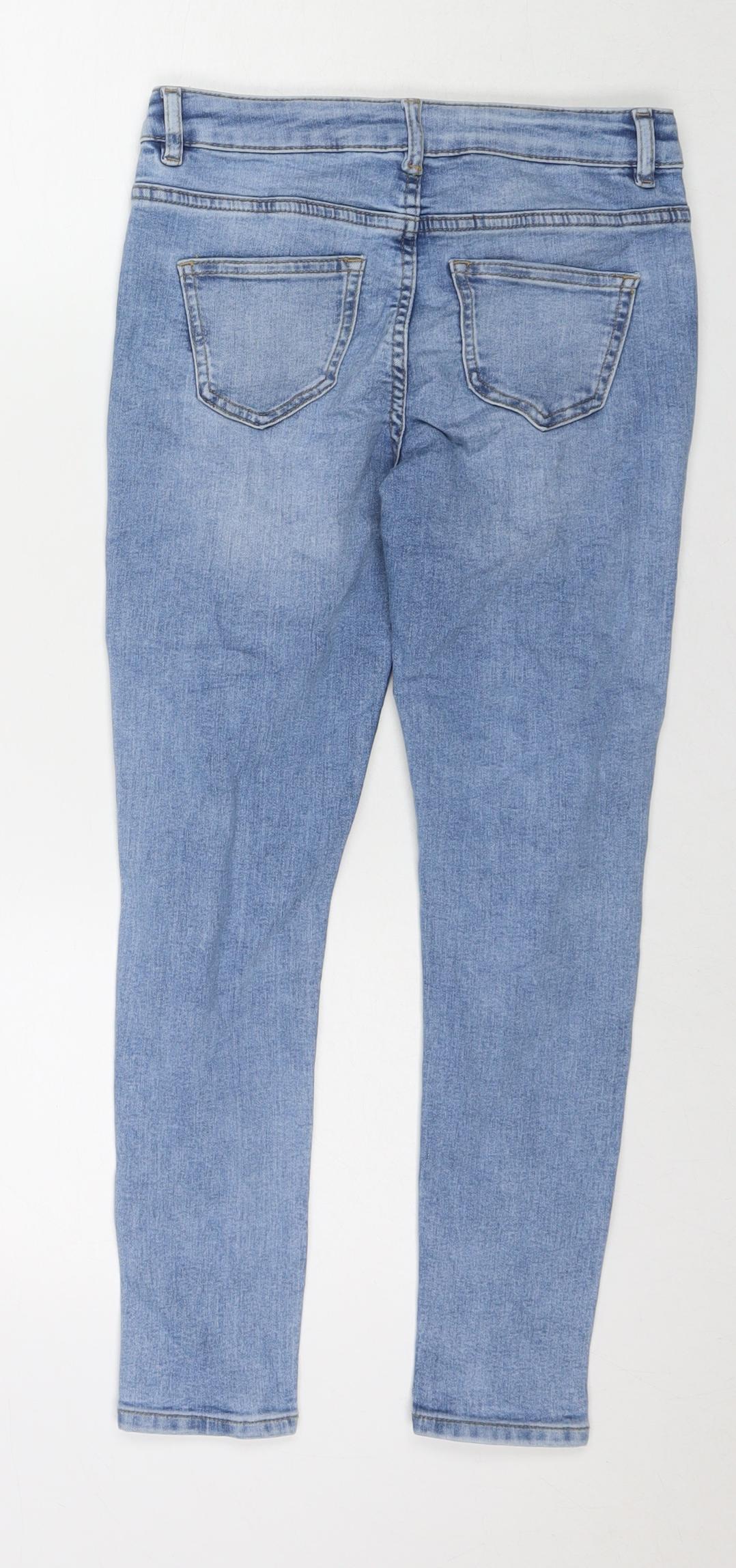 Marks and Spencer Boys Blue Cotton Skinny Jeans Size 10-11 Years L23 in Regular Zip