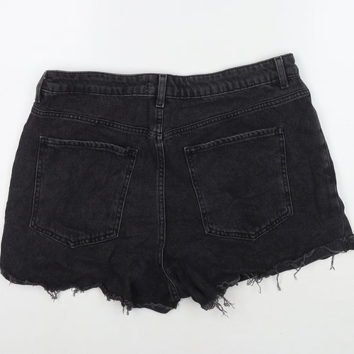 New Look Womens Black Cotton Cut-Off Shorts Size 16 L3 in Regular Zip