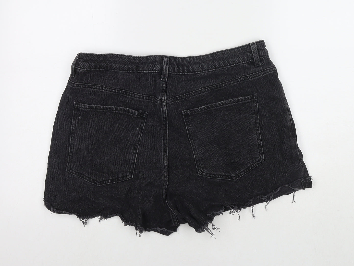 New Look Womens Black Cotton Cut-Off Shorts Size 16 L3 in Regular Zip