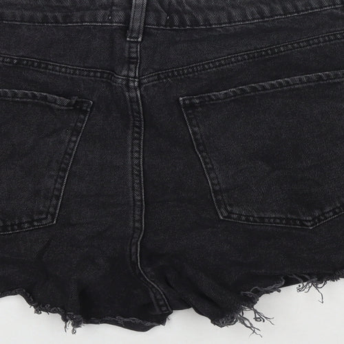 New Look Womens Black Cotton Cut-Off Shorts Size 16 L3 in Regular Zip