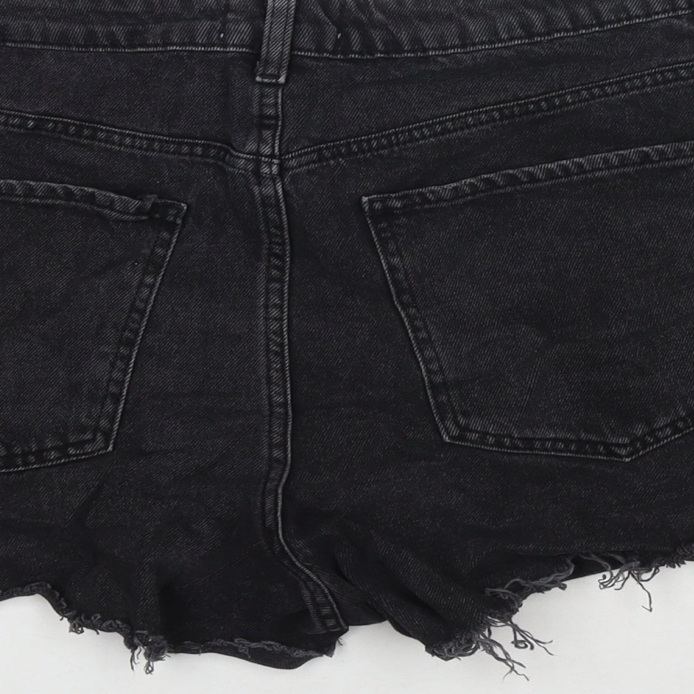 New Look Womens Black Cotton Cut-Off Shorts Size 16 L3 in Regular Zip