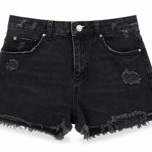 Denim & Co. Womens Black Cotton Cut-Off Shorts Size 12 L3 in Regular Zip