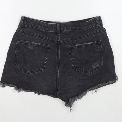 Denim & Co. Womens Black Cotton Cut-Off Shorts Size 12 L3 in Regular Zip