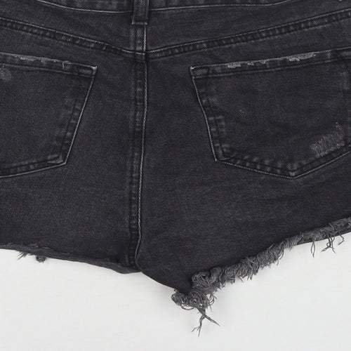 Denim & Co. Womens Black Cotton Cut-Off Shorts Size 12 L3 in Regular Zip