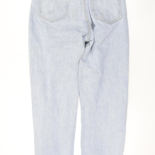 PRETTYLITTLETHING Womens Blue Cotton Mom Jeans Size 6 L27 in Regular Zip