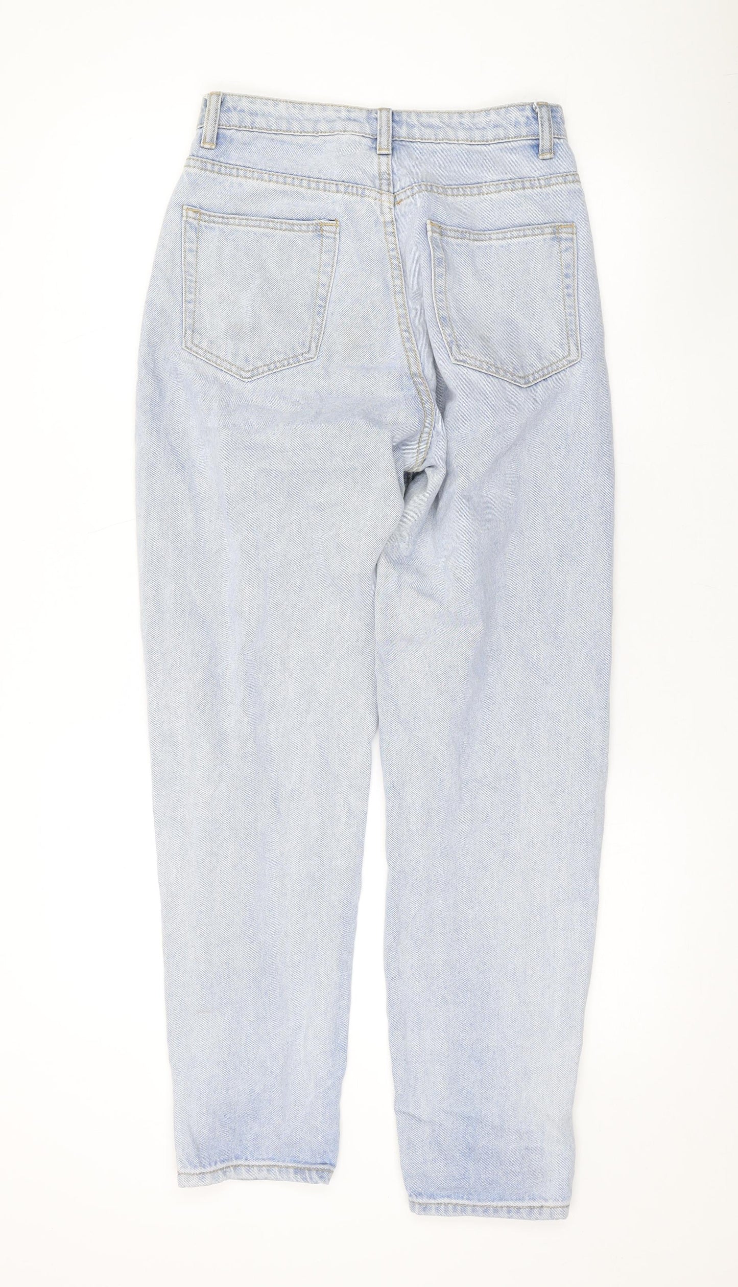 PRETTYLITTLETHING Womens Blue Cotton Mom Jeans Size 6 L27 in Regular Zip