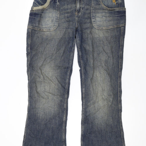 BDG Mens Blue Cotton Bootcut Jeans Size 36 in L30 in Regular Zip