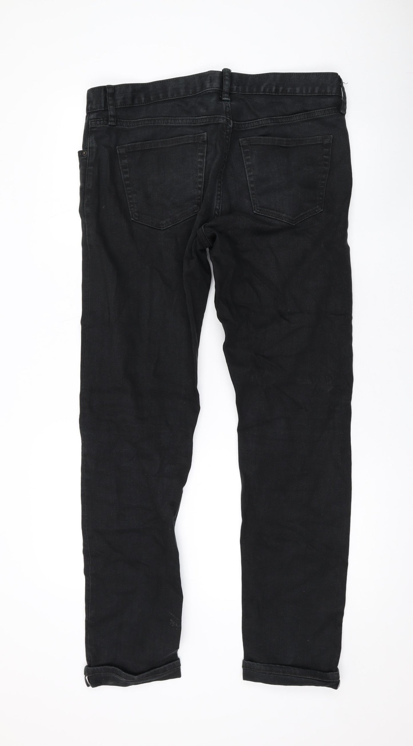 Uniqlo Mens Black Cotton Straight Jeans Size 34 in L31 in Regular Zip