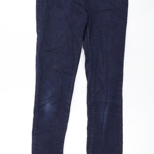 Marks and Spencer Womens Blue Cotton Skinny Jeans Size 10 L30 in Regular Zip