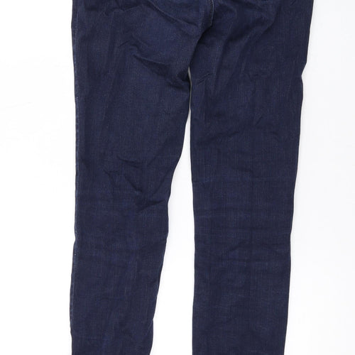 Marks and Spencer Womens Blue Cotton Skinny Jeans Size 10 L30 in Regular Zip