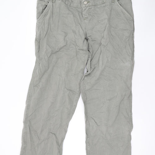 ASOS Womens Green Cotton Wide-Leg Jeans Size 12 L30 in Relaxed Button