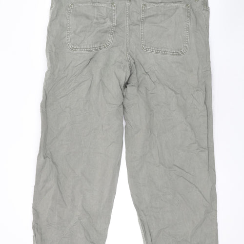 ASOS Womens Green Cotton Wide-Leg Jeans Size 12 L30 in Relaxed Button