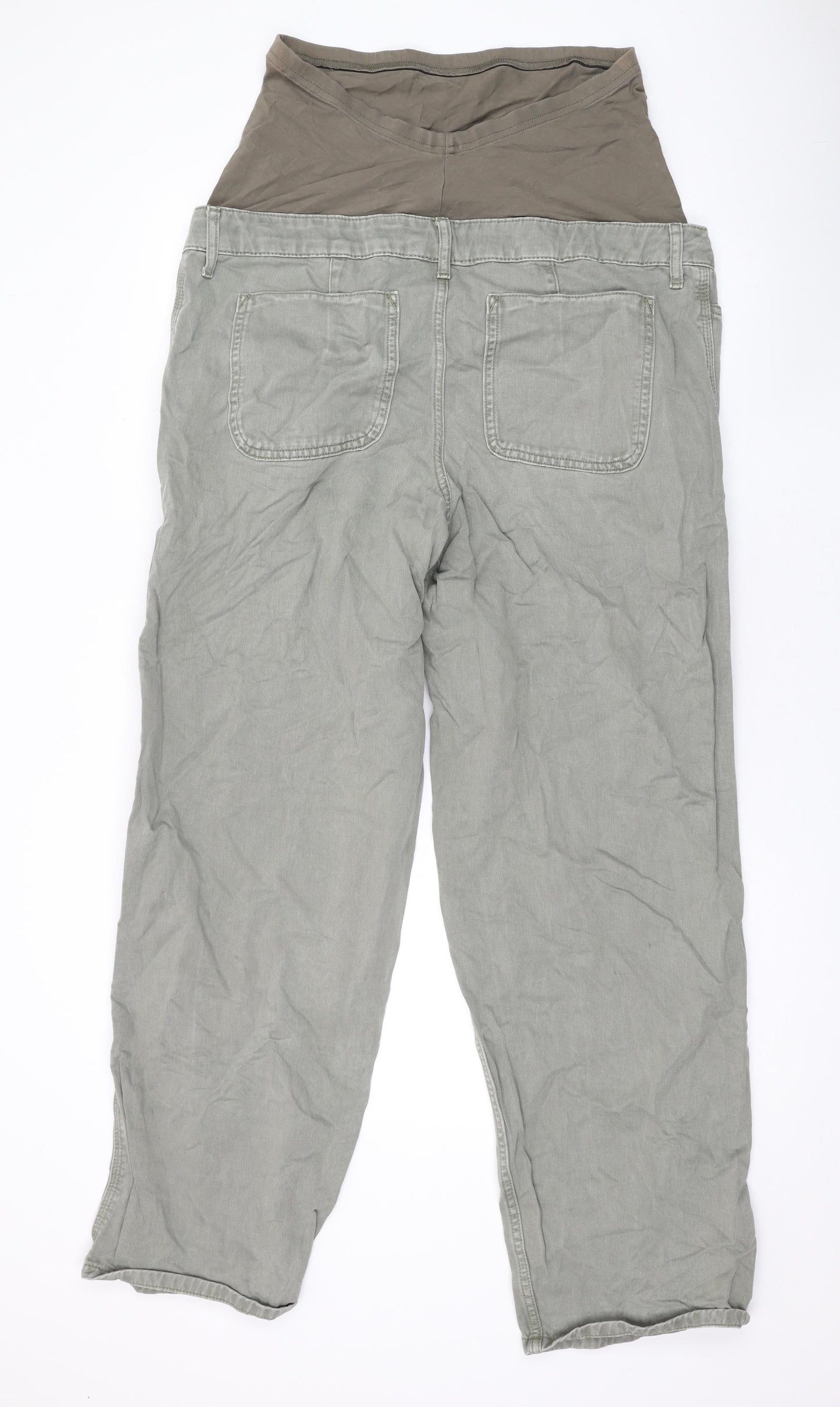 ASOS Womens Green Cotton Wide-Leg Jeans Size 12 L30 in Relaxed Button