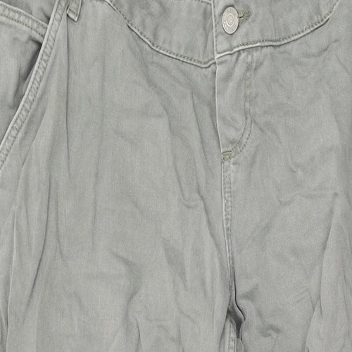 ASOS Womens Green Cotton Wide-Leg Jeans Size 12 L30 in Relaxed Button