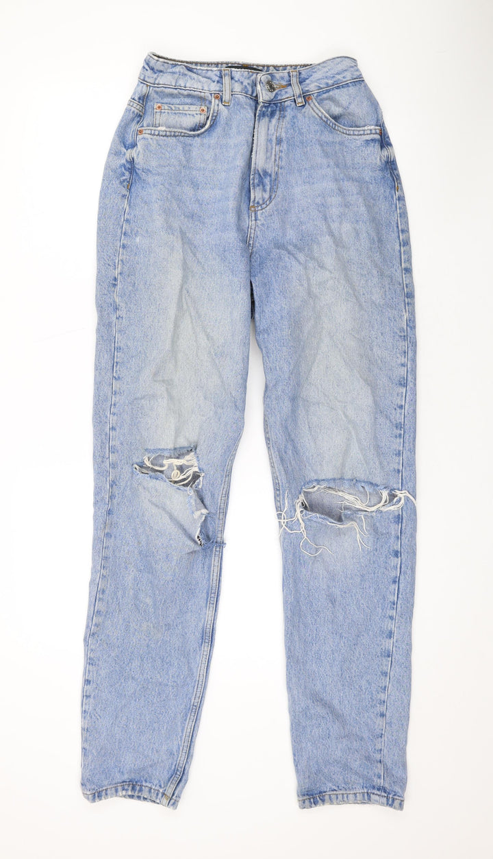 ASOS Womens Blue Cotton Straight Jeans Size 26 L31 in Regular Zip