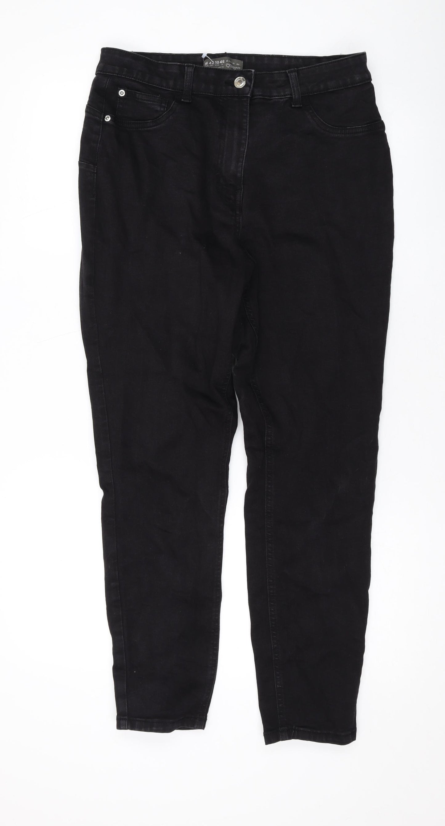 Denim & Co. Womens Black Cotton Skinny Jeans Size 14 L26 in Regular Zip