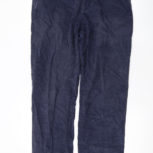 Brooks Brothers Mens Blue Cotton Trousers Size 34 in L31 in Regular Zip