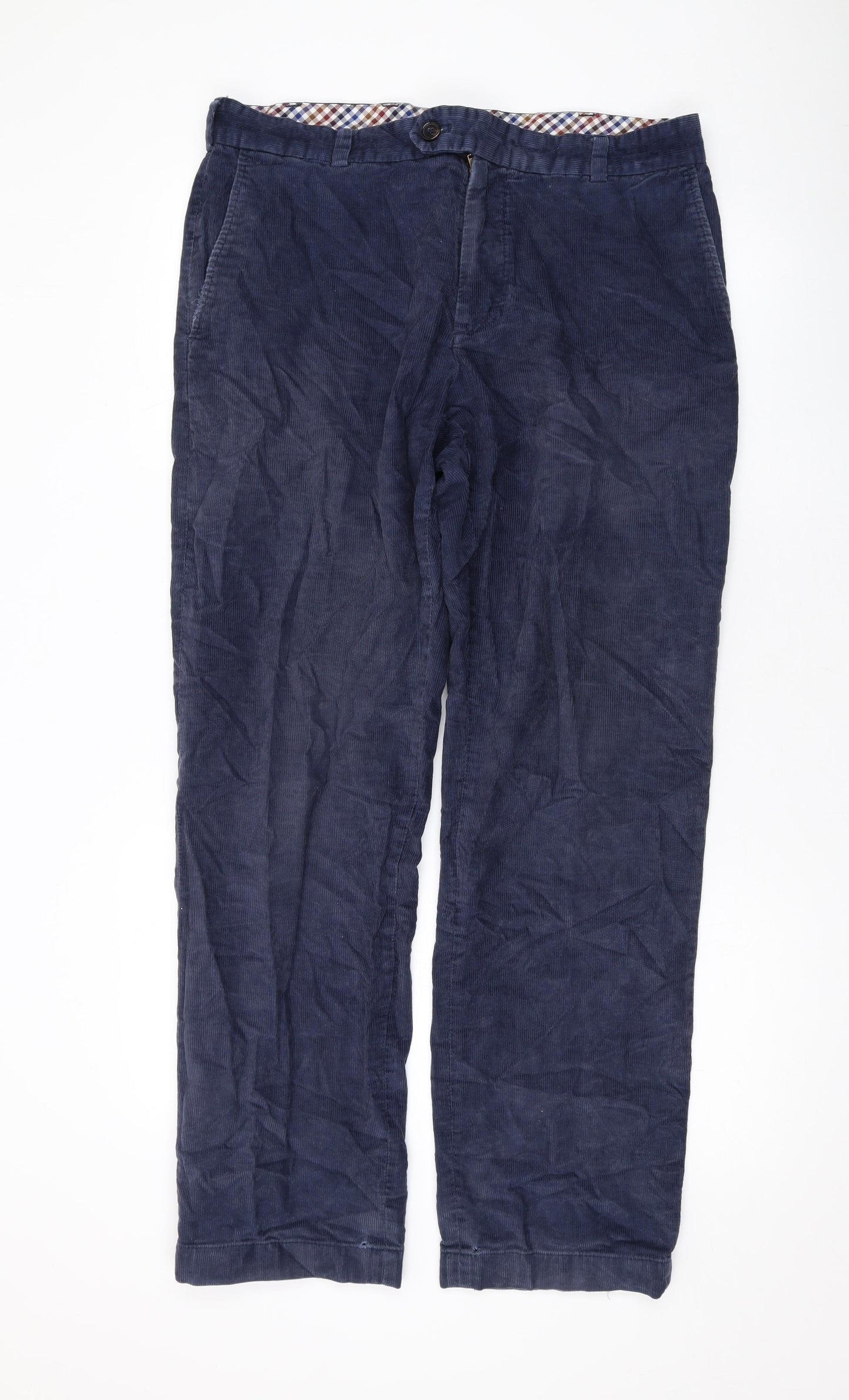 Brooks Brothers Mens Blue Cotton Trousers Size 34 in L31 in Regular Zip