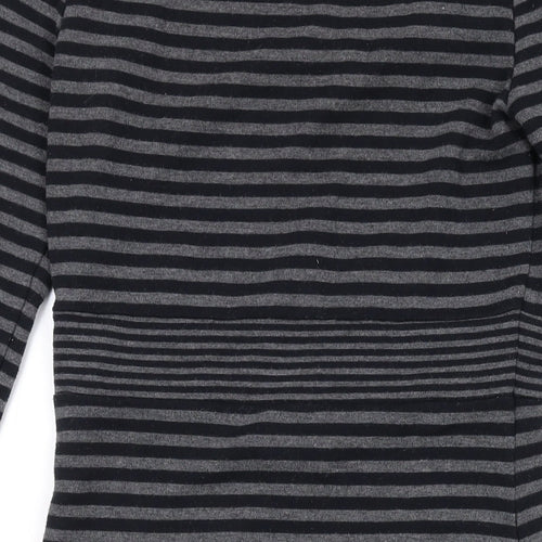 Kaliko Womens Grey Striped Polyester A-Line Size 8 Round Neck Pullover