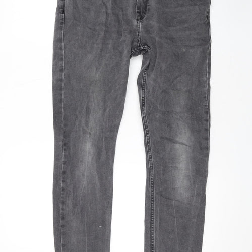 Topman Mens Grey Cotton Skinny Jeans Size 32 in L30 in Regular Zip