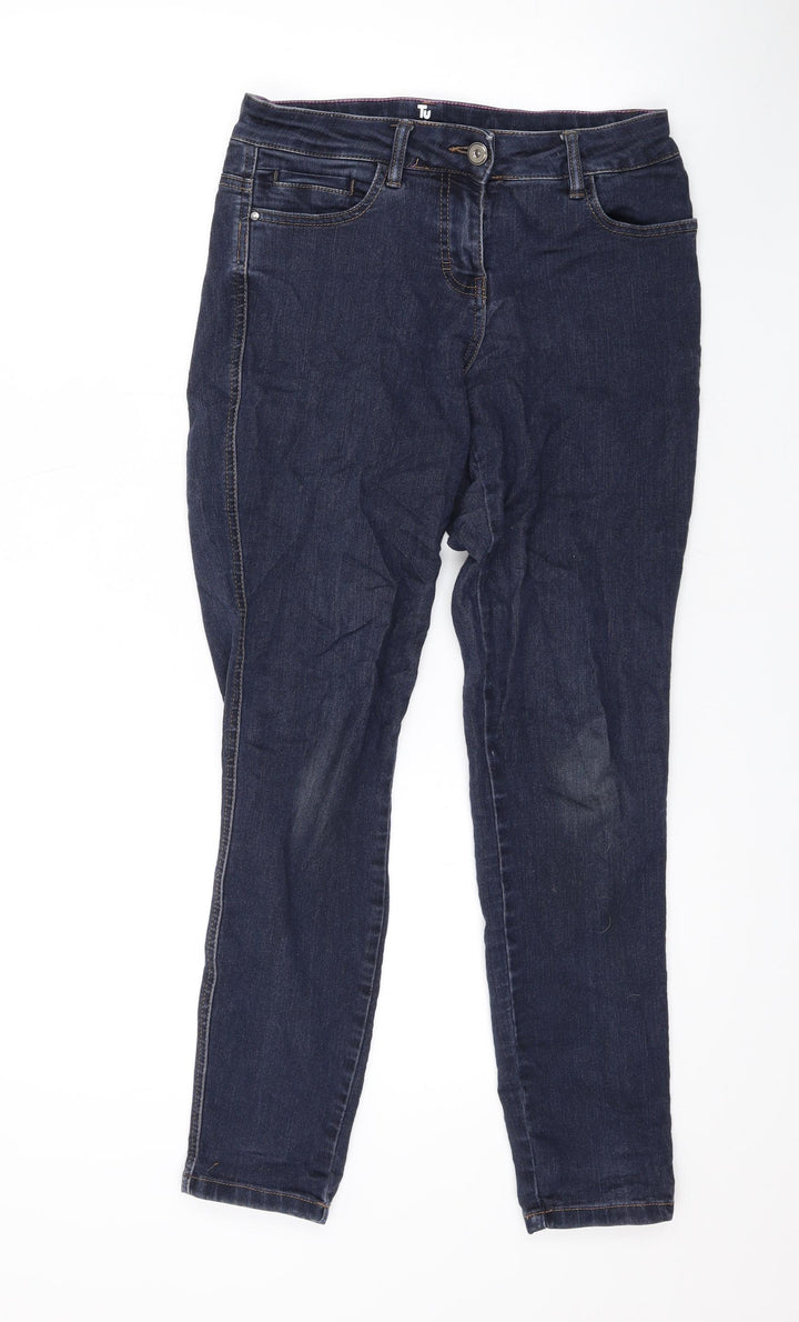 TU Womens Blue Cotton Skinny Jeans Size 10 L27 in Regular Zip