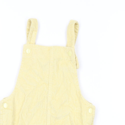 TU Girls Yellow Cotton Pinafore/Dungaree Dress Size 18-24 Months Square Neck Snap