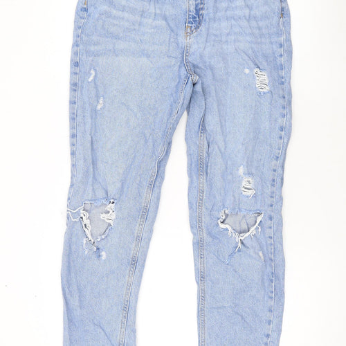 Denim & Co. Womens Blue Cotton Straight Jeans Size 10 L28 in Regular Zip