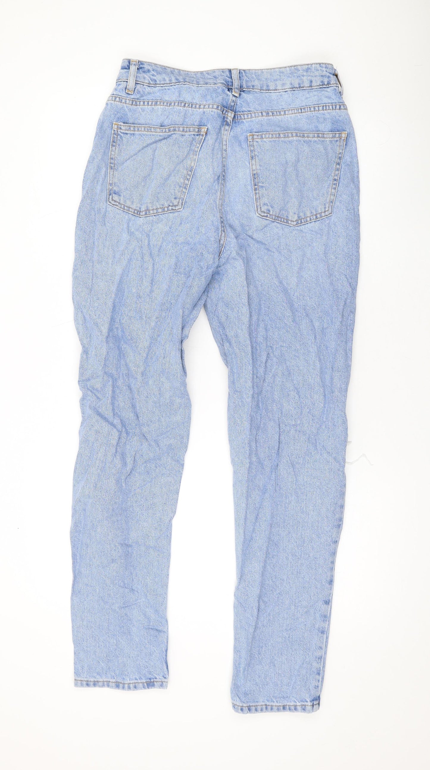 Denim & Co. Womens Blue Cotton Straight Jeans Size 10 L28 in Regular Zip