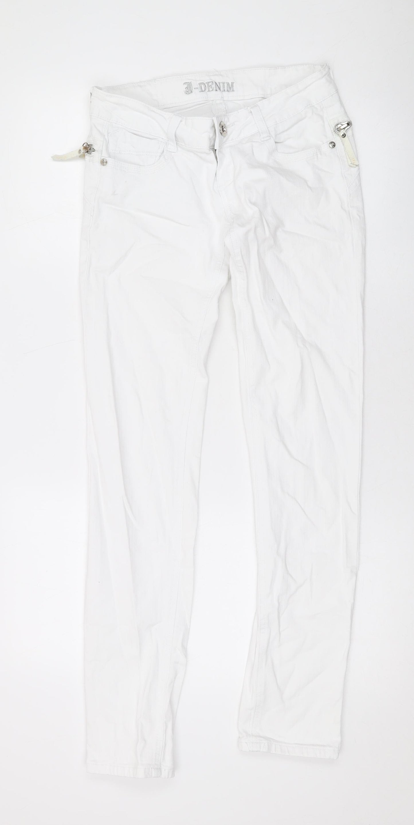 J Denim Womens White Cotton Skinny Jeans Size M L29 in Regular Zip