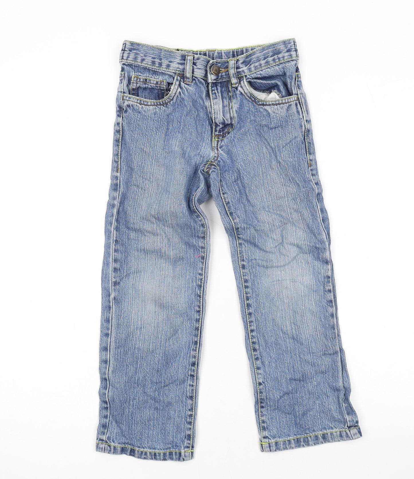 Demo Boys Blue Cotton Straight Jeans Size 7 Years Regular Zip