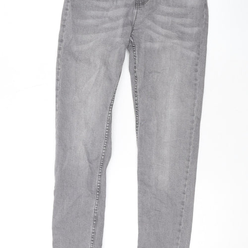 Denim & Co. Girls Grey Cotton Skinny Jeans Size 11-12 Years L26 in Regular Zip