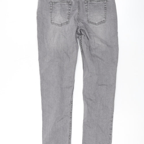 Denim & Co. Girls Grey Cotton Skinny Jeans Size 11-12 Years L26 in Regular Zip