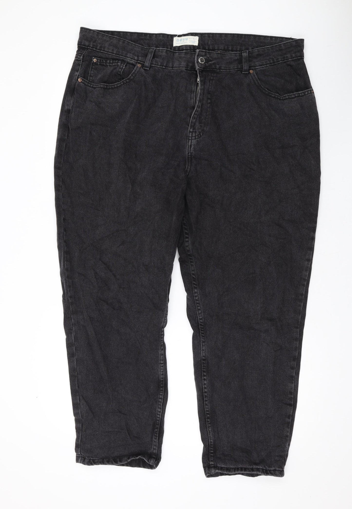 Denim & Co. Womens Black Cotton Straight Jeans Size 20 L25 in Regular Zip