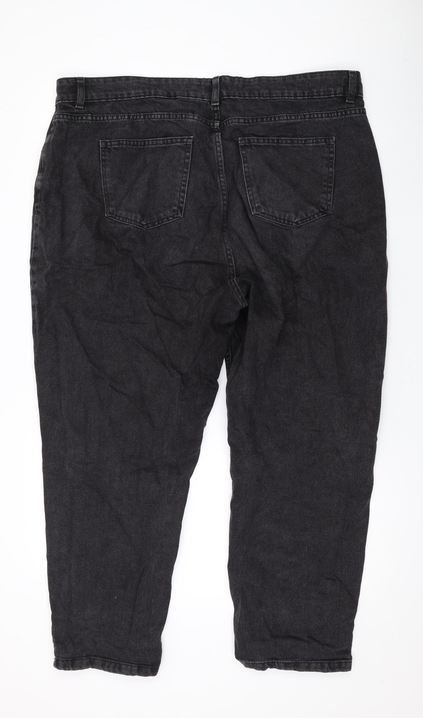Denim & Co. Womens Black Cotton Straight Jeans Size 20 L25 in Regular Zip