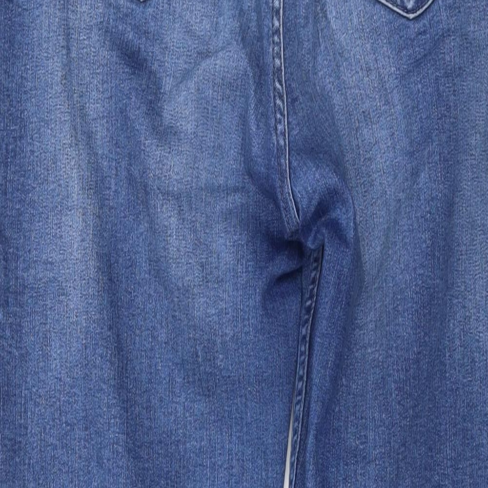Marks and Spencer Womens Blue Cotton Straight Jeans Size 14 L28 in Regular Zip