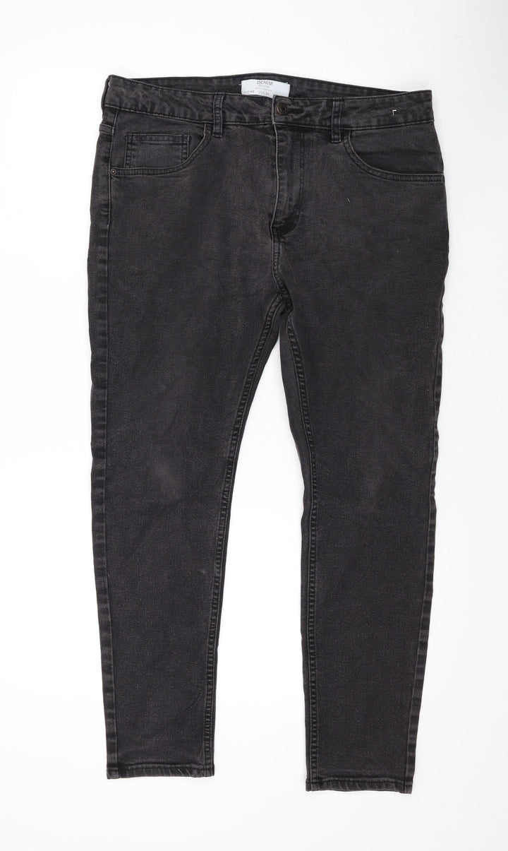 Bershka Womens Black Cotton Skinny Jeans Size 44 in L26 in Regular Zip