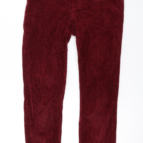 Monki Womens Red Cotton Straight Jeans Size 8 L25 in Regular Zip