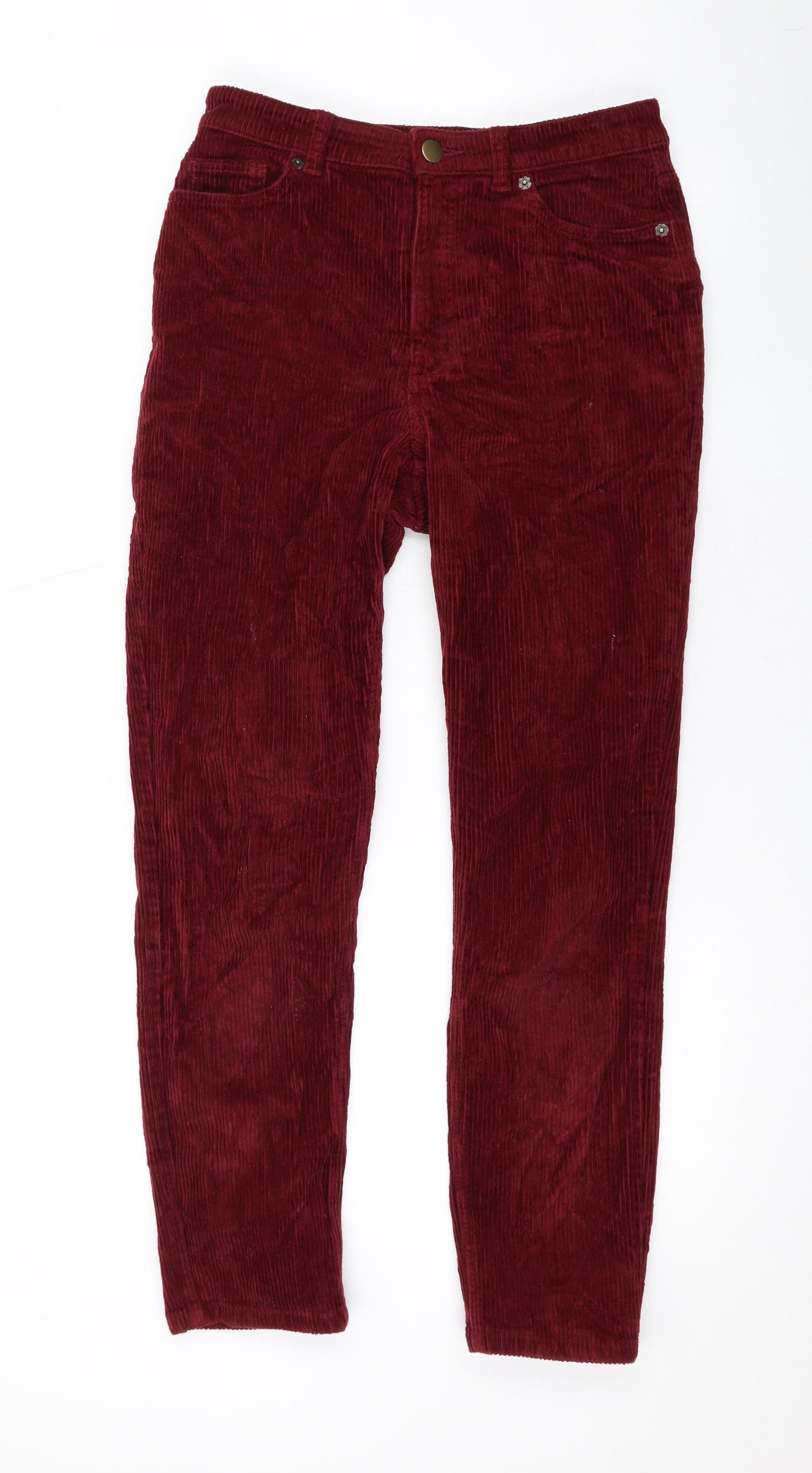 Monki Womens Red Cotton Straight Jeans Size 8 L25 in Regular Zip