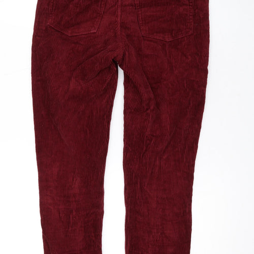Monki Womens Red Cotton Straight Jeans Size 8 L25 in Regular Zip