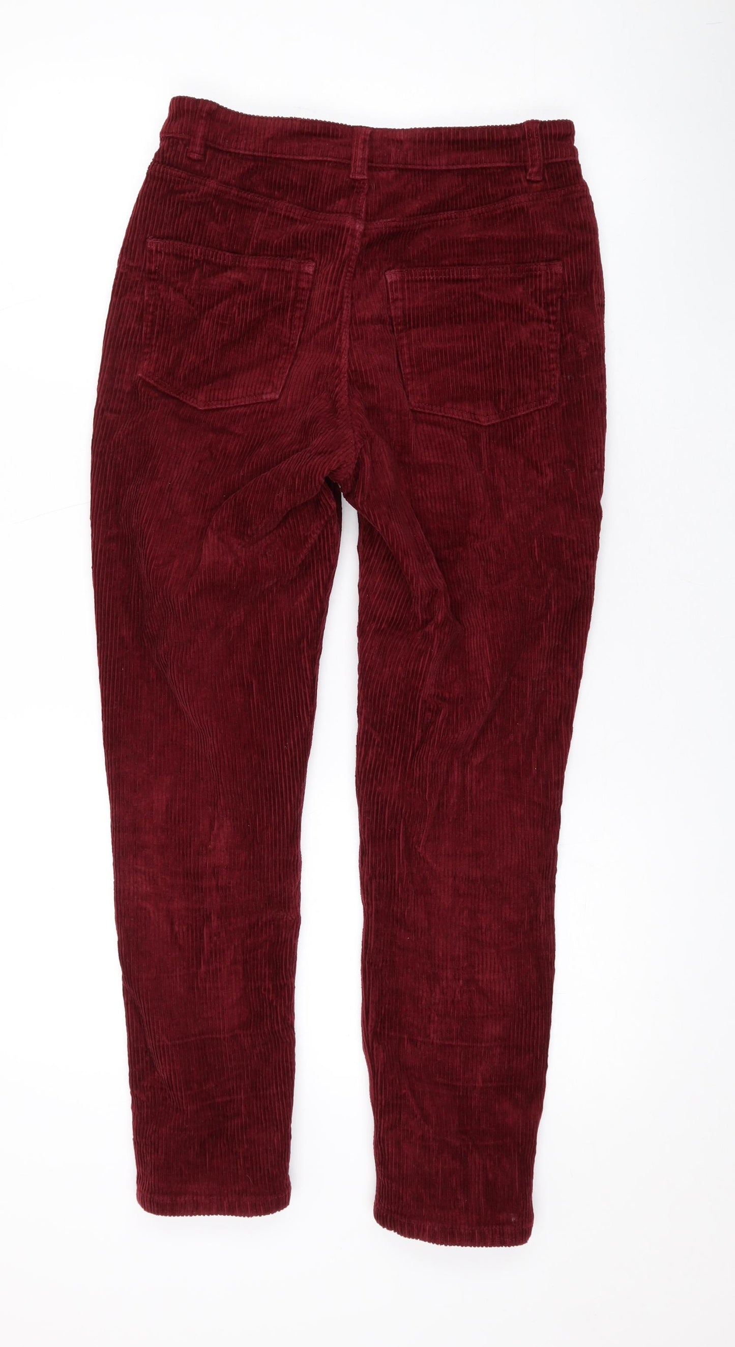 Monki Womens Red Cotton Straight Jeans Size 8 L25 in Regular Zip