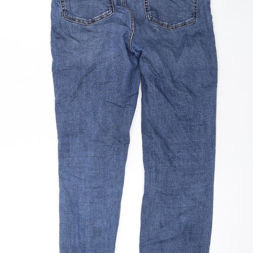 Marks and Spencer Womens Blue Cotton Straight Jeans Size 12 L29 in Regular Zip