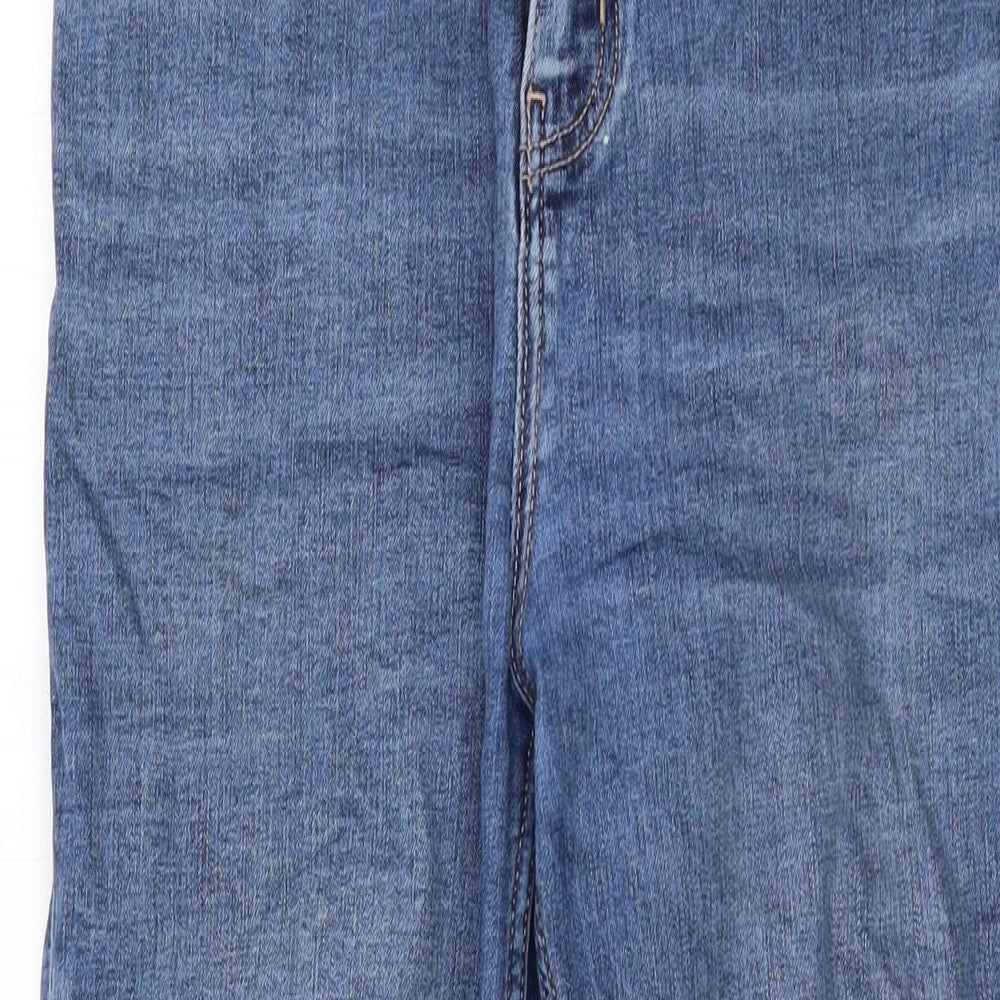Marks and Spencer Womens Blue Cotton Straight Jeans Size 12 L29 in Regular Zip