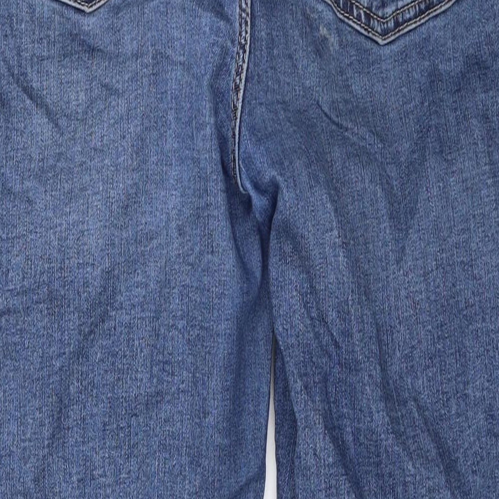 Marks and Spencer Womens Blue Cotton Straight Jeans Size 12 L29 in Regular Zip