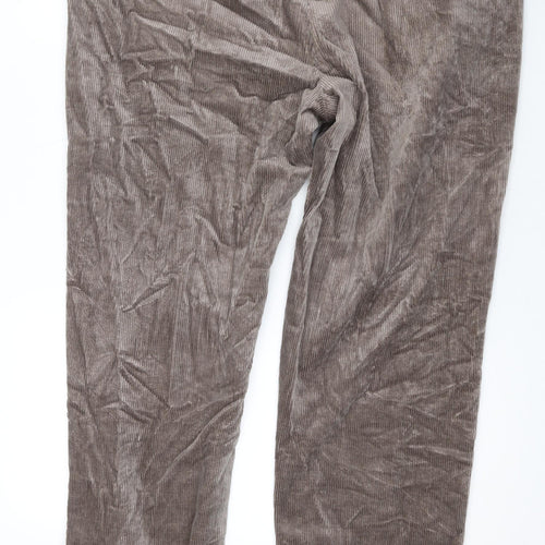 Marks and Spencer Mens Brown Cotton Trousers Size 38 in L32 in Regular Zip